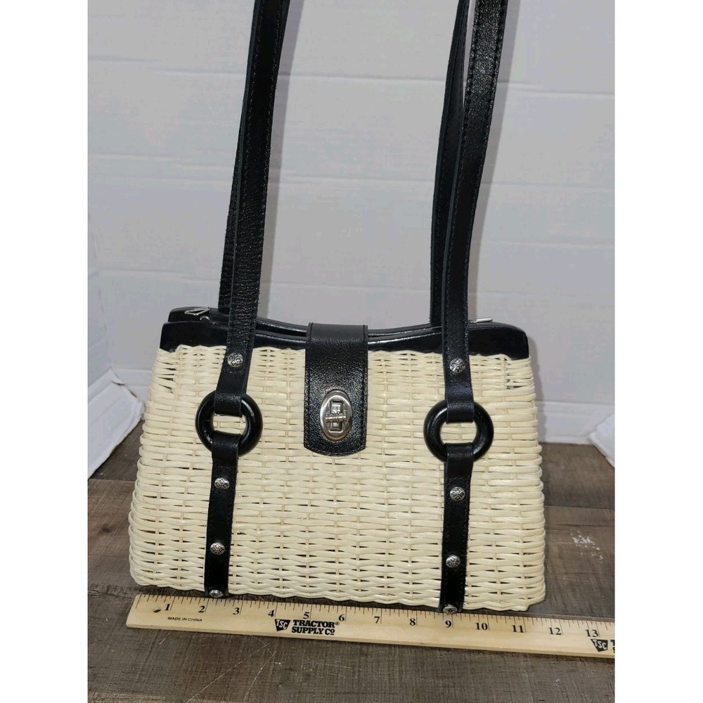 Patricia Nash Marcianise Satchel Spring Wicker Bag Basket Shoulder Straps READ